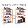 6-Tier Bamboo Wood Shoe Shelf Shoe Rack 18-24Pairs Utility Shoe Storage Organizer Shelving for Entryway Bedroom Living Room Home 6