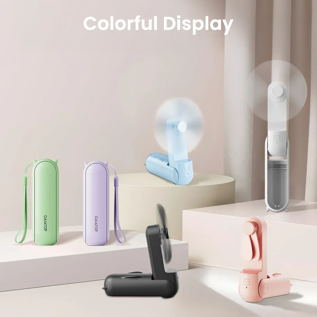 2000mAh New Handheld Small Fan Portable Creative Mini Three Speed Adjustable Solid Color Charging Small Fan