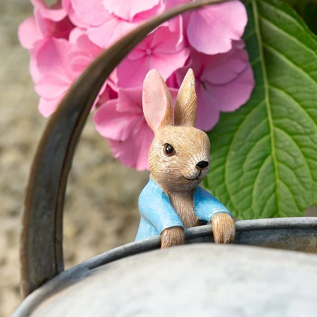 Sculpture en résine de lapin, décoration de jardin, statue d'animal d'extérieur pour jardin, pelouse et terrasse, aucune batterie requise, ornements de décoration de jardin intérieur, extérieur, 1 pièce 2