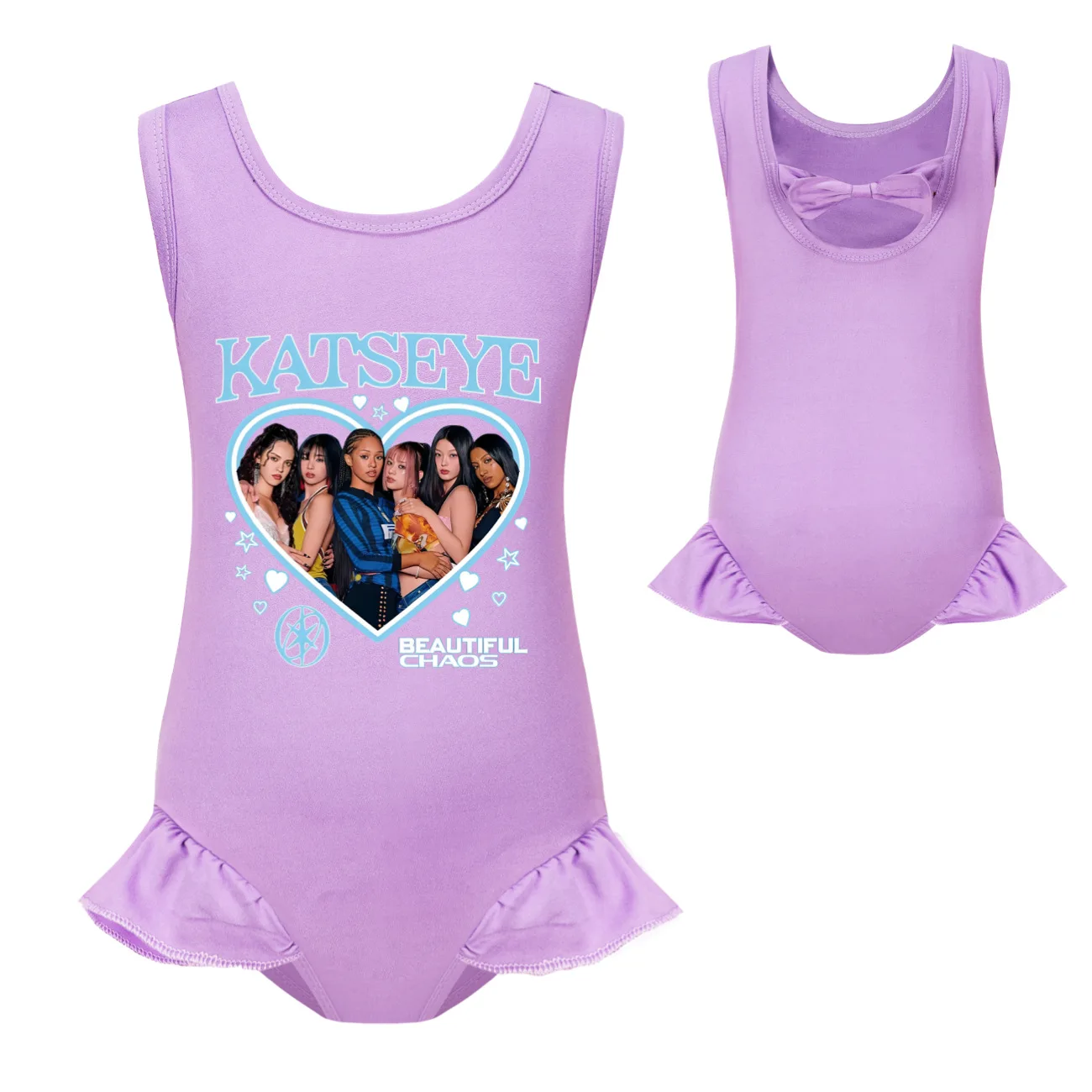 Heißer koreanischer Stil Katseye Graphic Clothes Kinder-Bademode für Mädchen, Sommer-Einteiler-Badeanzug, ärmellose Bade-Bikini-Sets für Kinder – Detail 19