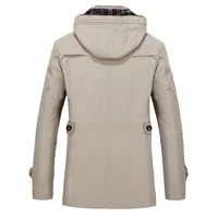Trench Coats Long Lapel Windbreakers Casual Jacket Men Spring Autumn Cotton Male Clothes Man Hooded Winter Jackets Solid Color - Image 2