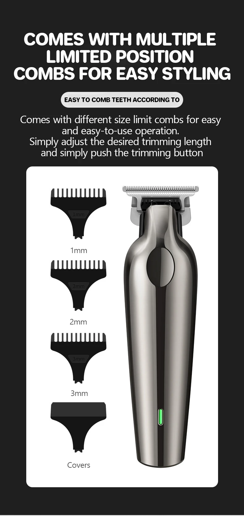 Description Picture 6 of itemHair Clippers for Men Cordless Barber Clippers Professional Cutting Kit Rechargeable Beard Trimmer Home Haircut Grooming Set