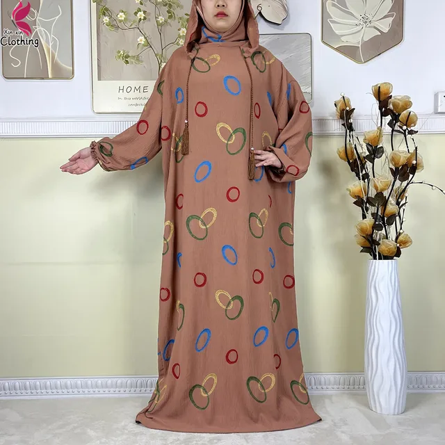 Abaya musulmane à double chapeau pour Ramadan, vêtements de prière africains, coton solide, broderie, adt, dubaï, turquie, islam, nouveau, 2025