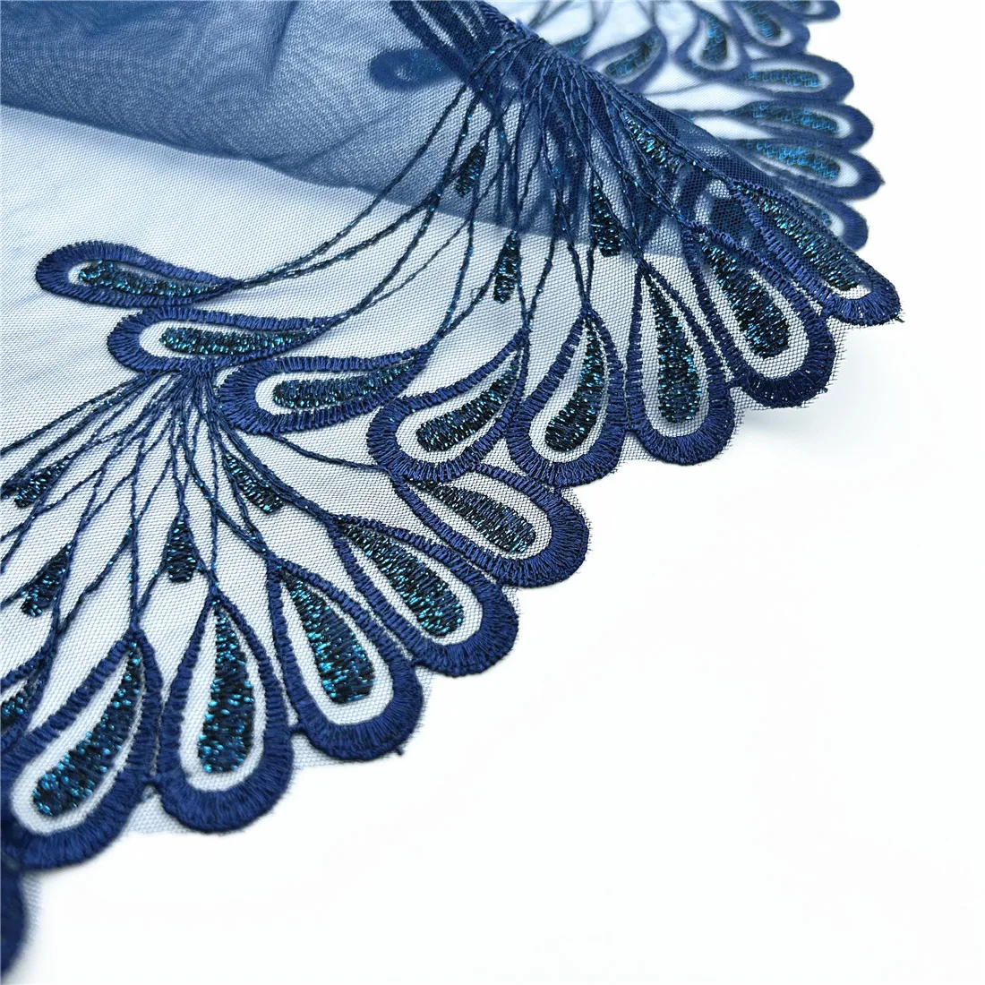 3y/lot 18.50cm Dark Blue Red Shimmer Embroidery Lace Trim Clothing Accessories Dress Sewing Applique Costume Lace Fabric Wedding 5