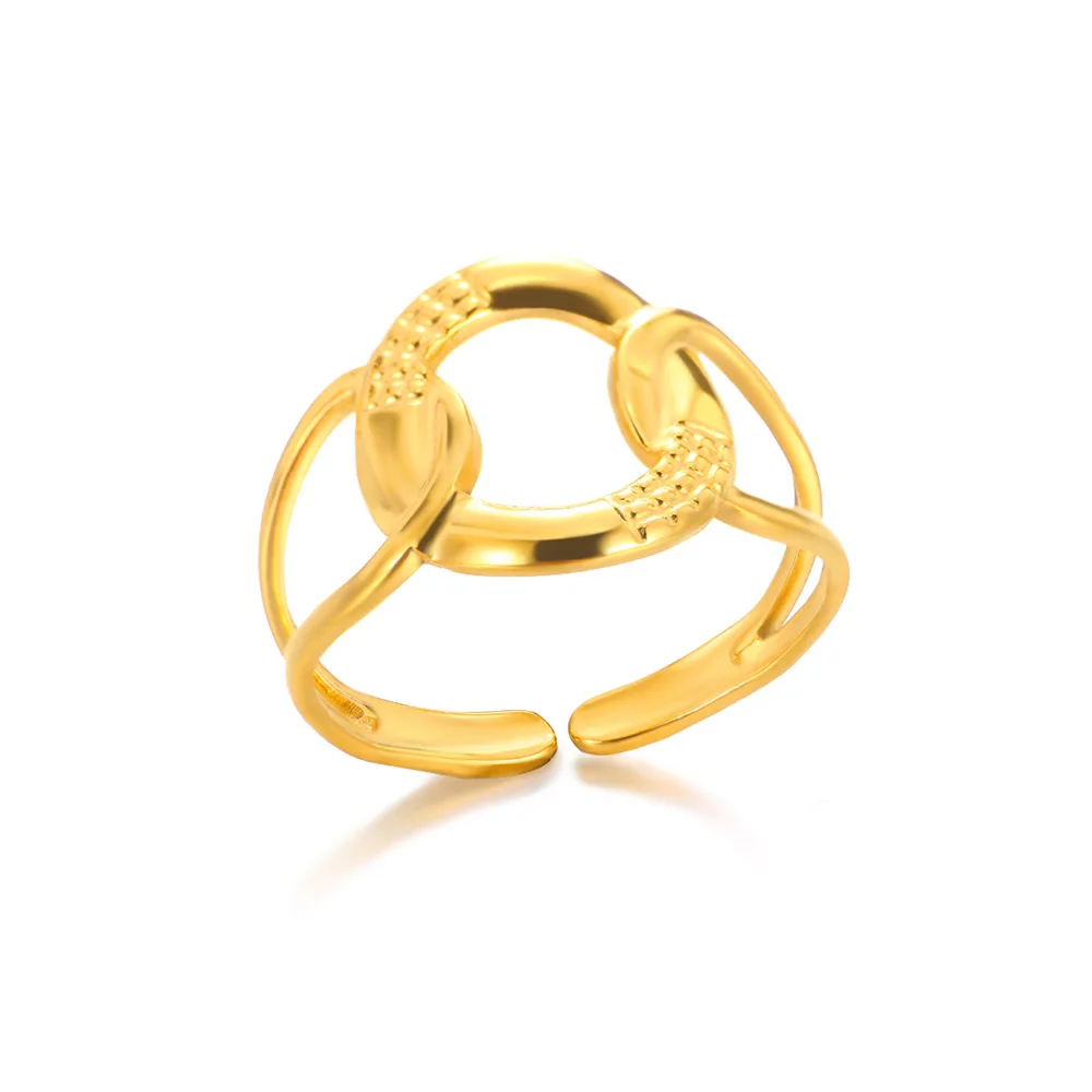 Circle Hollow Stainless Steel Open Rings for Women