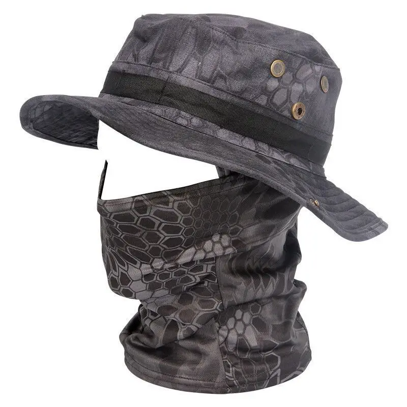 Sun hats 1PC Sunscreen Mask Ear Hanging Round Edge Hat Set Tactical Disguise Mountaineering Fishing Hat Full Face Tactics