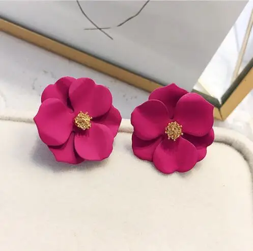 Korean Fashion Acrylic Rose Petals Flower Dangle Earrings for Women Trend Luxury Design Wedding Party Jewelry Accessories Gifts