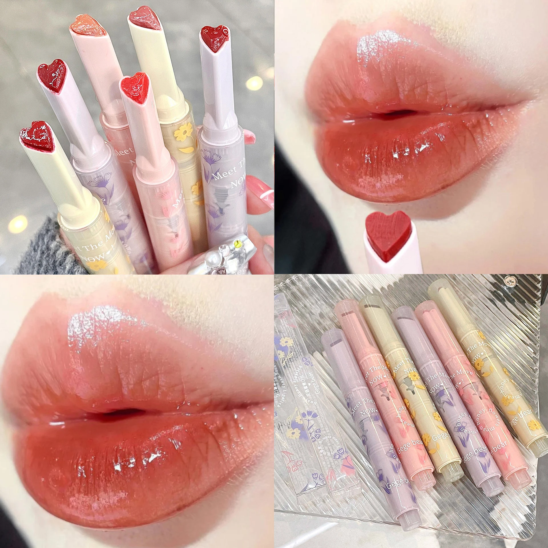 Florette – rouge à lèvres Transparent, glaçure à fleurs, gelée d'amour, miroir, tasse antiadhésive étanche, maquillage coréen Transparent, vente en gros_voghion.com