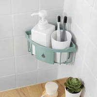 Kitchen Free Hole Shelf Bathroom Shower Shelf Corner Bathtub Wall Mounted Shelf Storage Rack Organizer Kitchen Accessories 2