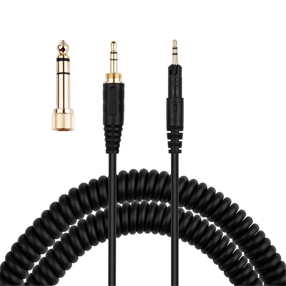 (A75T) ATH-M50x 케이블, 오디오테크니카 ATH-M40x, ATH-M70x 헤드폰용 코일형 AUX 코드 교체품(1/4인치 어댑터 포함, 4피트10피트)