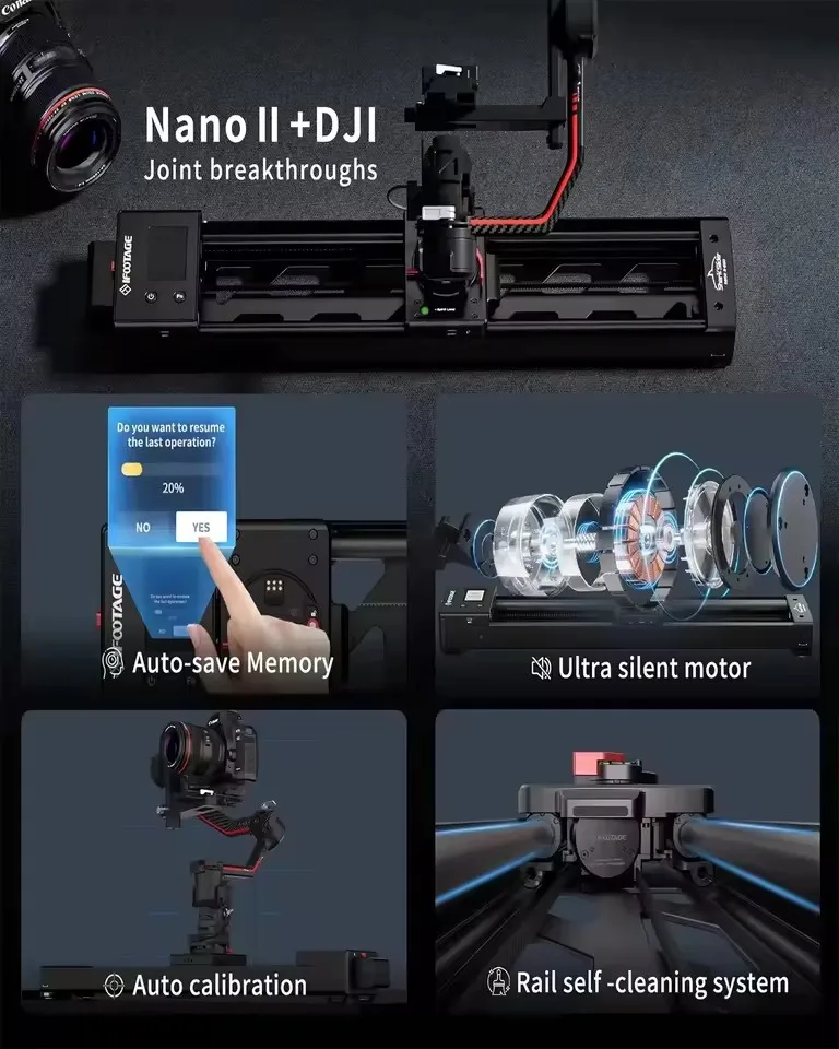 IFOOTAGE Shark Slider Nano II Mini Motorized Camera Aluminum Alloy Dolly for DJI Stabilizer SLR Camera photography Rail Panorama