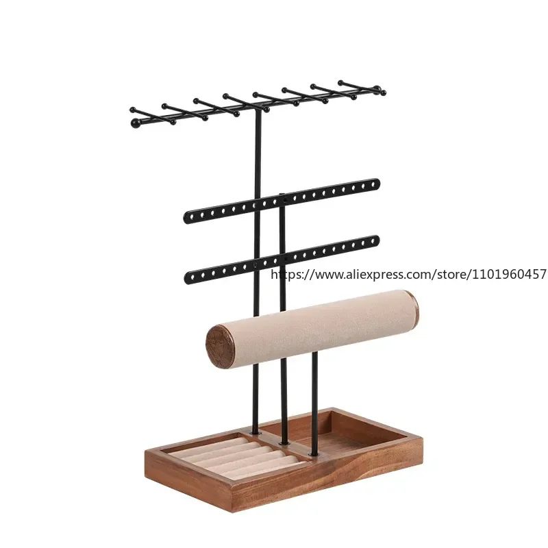 Jewelry Display Stand Retro Earring Wood Bracelet Organizer Vintage Holder Storage Rack 5