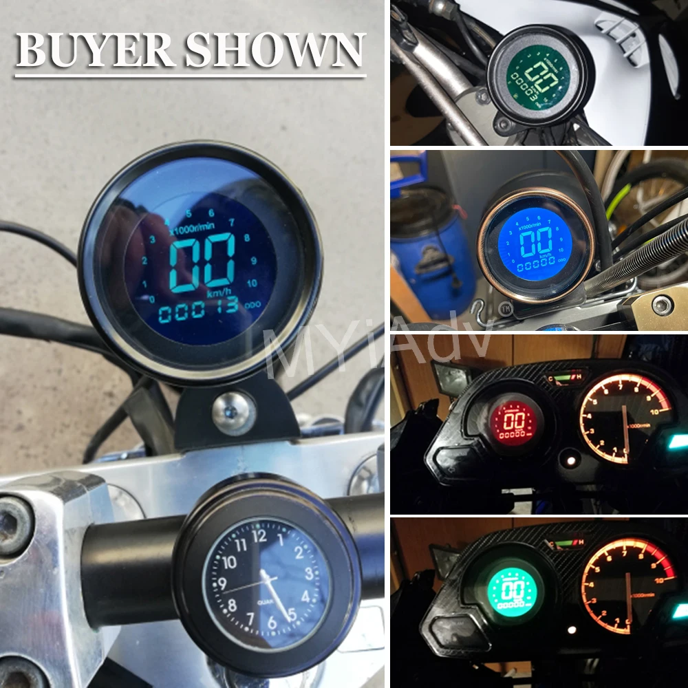 Compteur de Vitesse de Moto, Odomètre Tachymètre 66mm Universel Digital LED  Compte-tours Compteur Kilométrique Indicateur