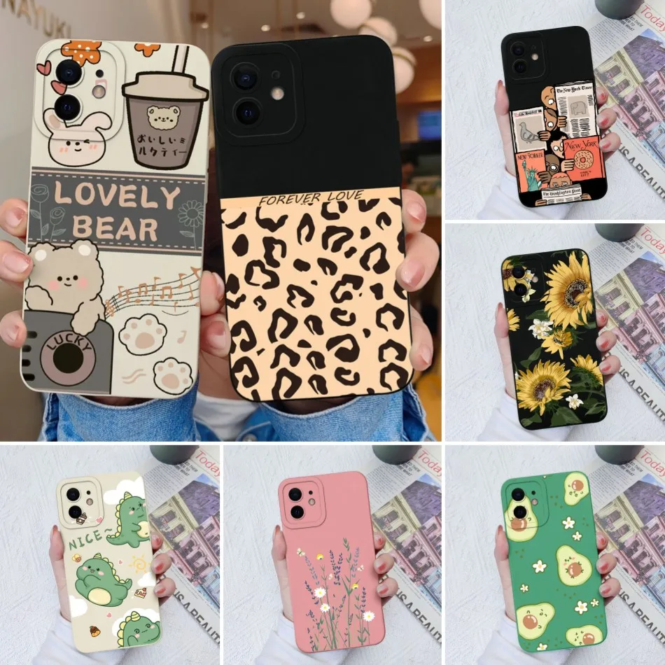 Custodia Per Telefono Per Apple Iphone 12 Mini Cute Cartoon Liquid Silicone Upgrade Protection Cover Originale Per Iphone12 12 Mini Bumper