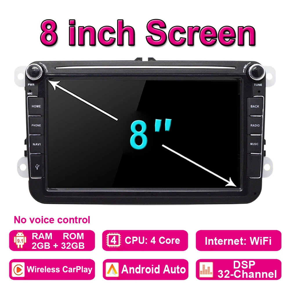 2Din Android 10 Car Radio Multimedia Player GPS WiFi/3G/4G For VW/Volkswagen/Golf/Polo/Tiguan/Passat/b7/b6/ SEAT/Skoda/Octavia car tv screens with bluetooth Car Monitors