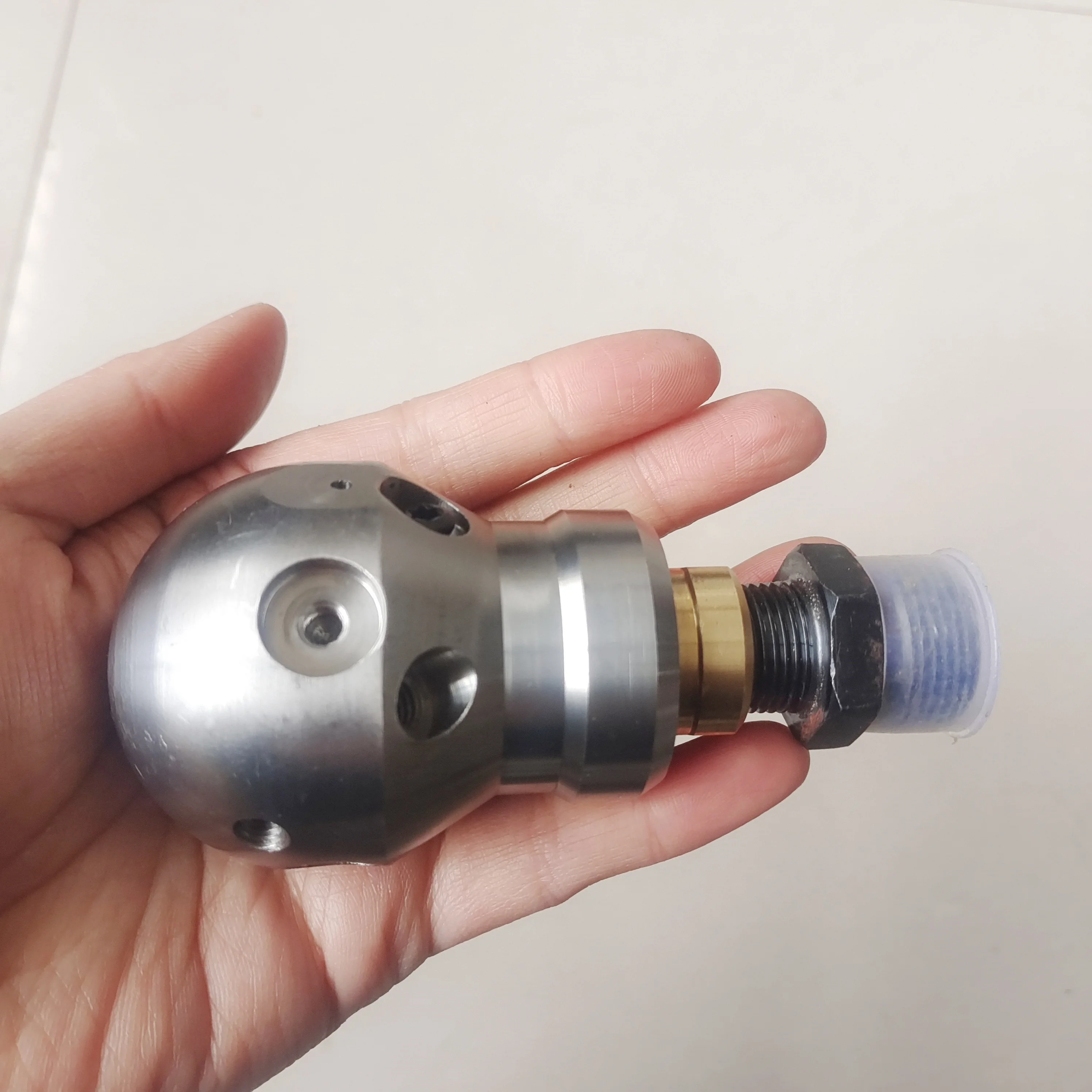 Description Picture 6 of itemHigh quality ss sewer cleaning dredge cutter nozzle warthog high pressure washing WT-3/8 Rotating Ball spherical jetter nozzle