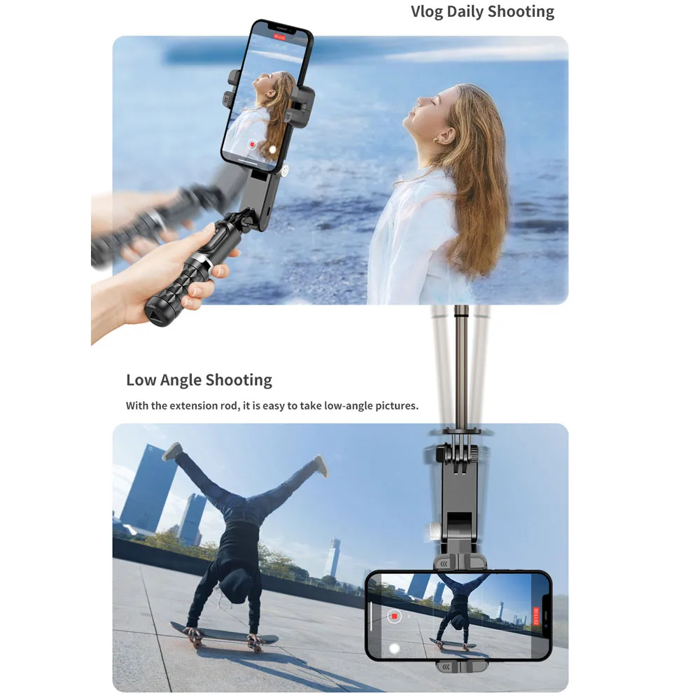 Smart Handheld Gimbal 360 Rotation Face Following shooting Smartphone Stabilizer Tripod Gimbal for Xiaomi iPhone Samsung Sony handheld gimbal stabilizer handheld gimbal gimbal stabilizer