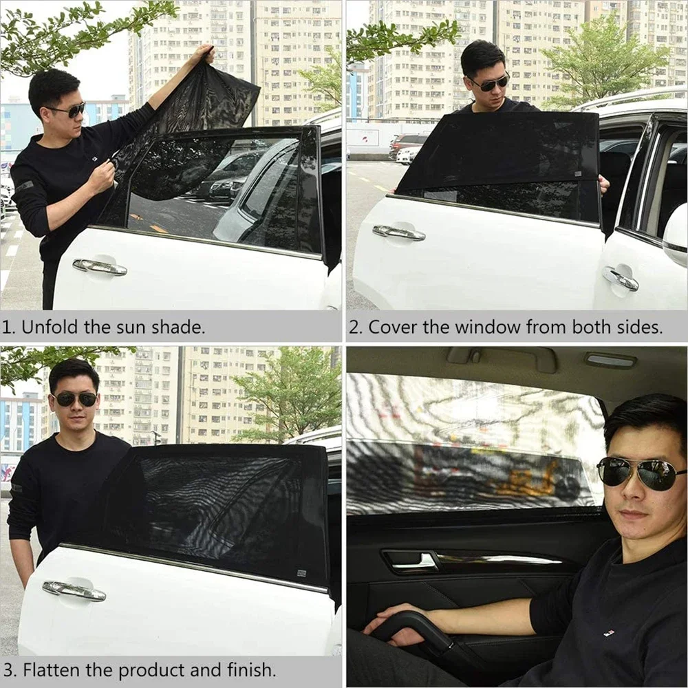 Universal Car Side Window Sunshade Mesh Fabric Black