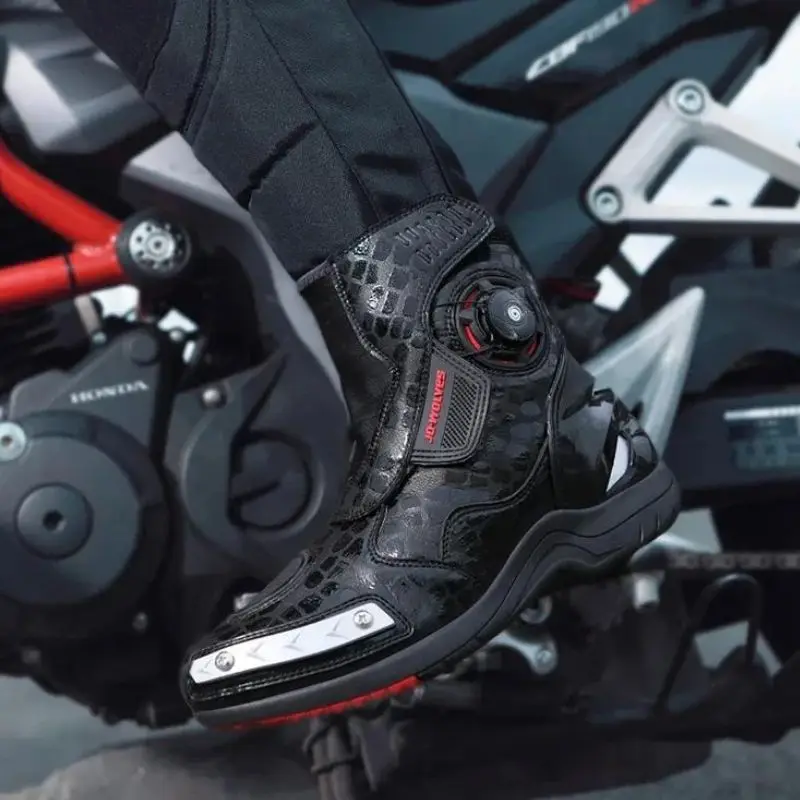 Sports Shoes Safety Shoes Motorcycle Shoes Motorcycle Boots JG Wolf Waterproof Motorcycle Shoes Men Biker Boot Retro Leather Motorcyclist Boots Touring Motorbike Sneaker Moto Equipment