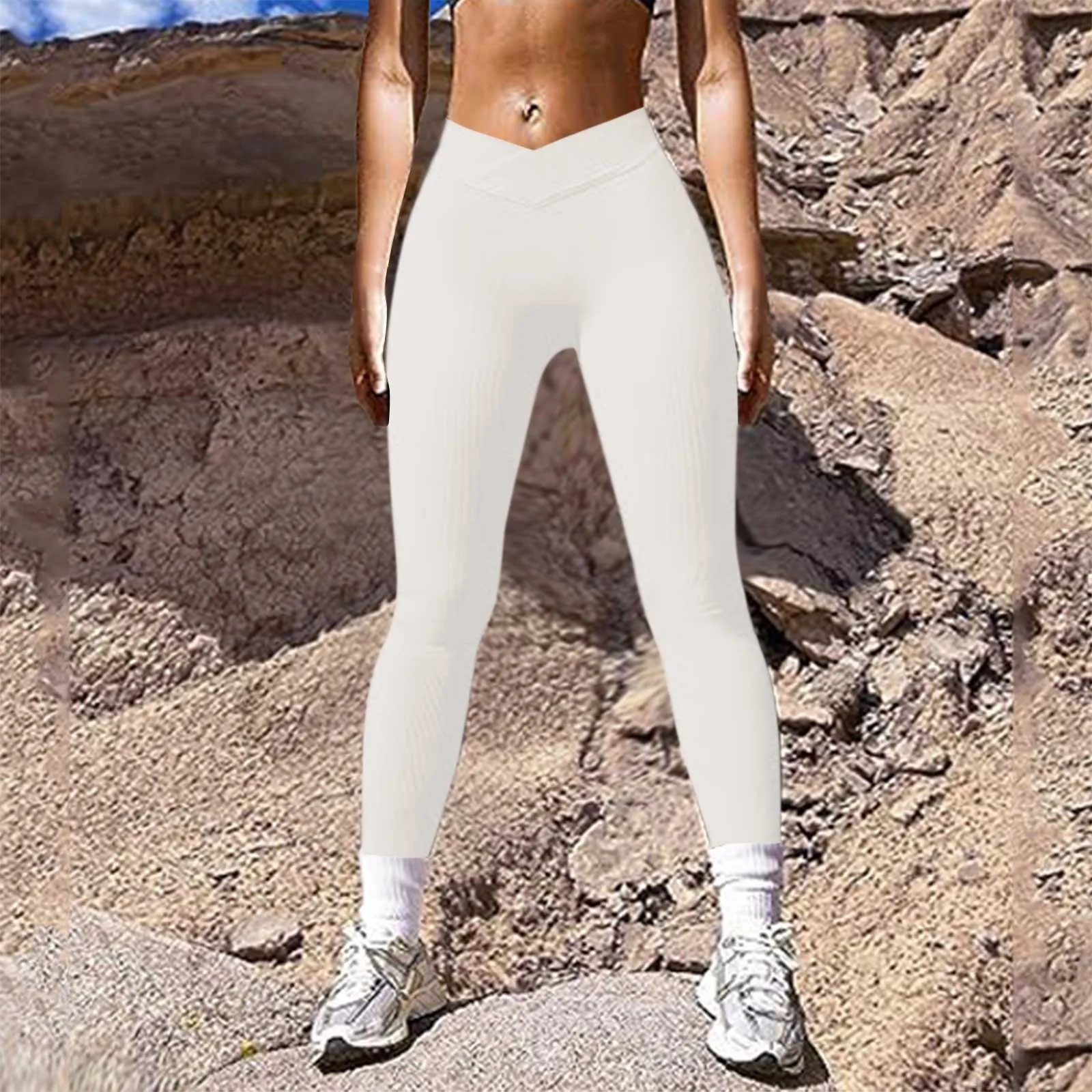 

Женские однотонные Леггинсы для йоги, брюки в рубчик с высокой талией и перекрестными упражнениями, повседневные Леггинсы