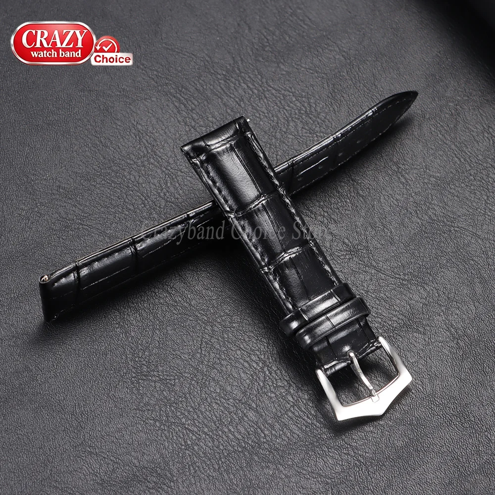 High Quality Calfskin Genuine Cowhide Watch Band with Universal Pin Buckle