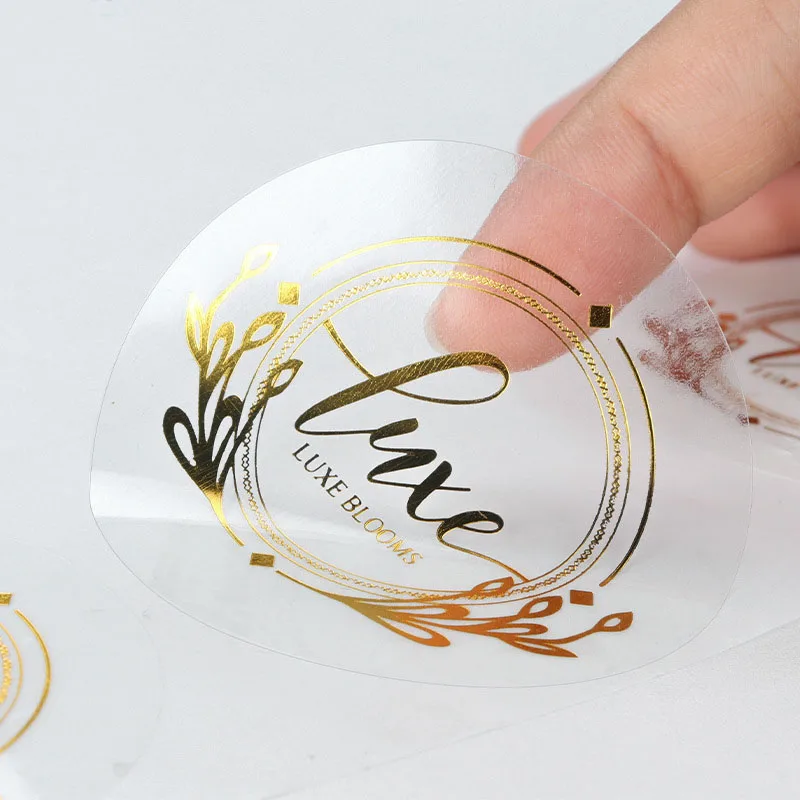 100 Pcs/Gold Foil Sticker Custom Business Logo Wedding Custom Label Golden  Packaging Round Transparent Label - AliExpress