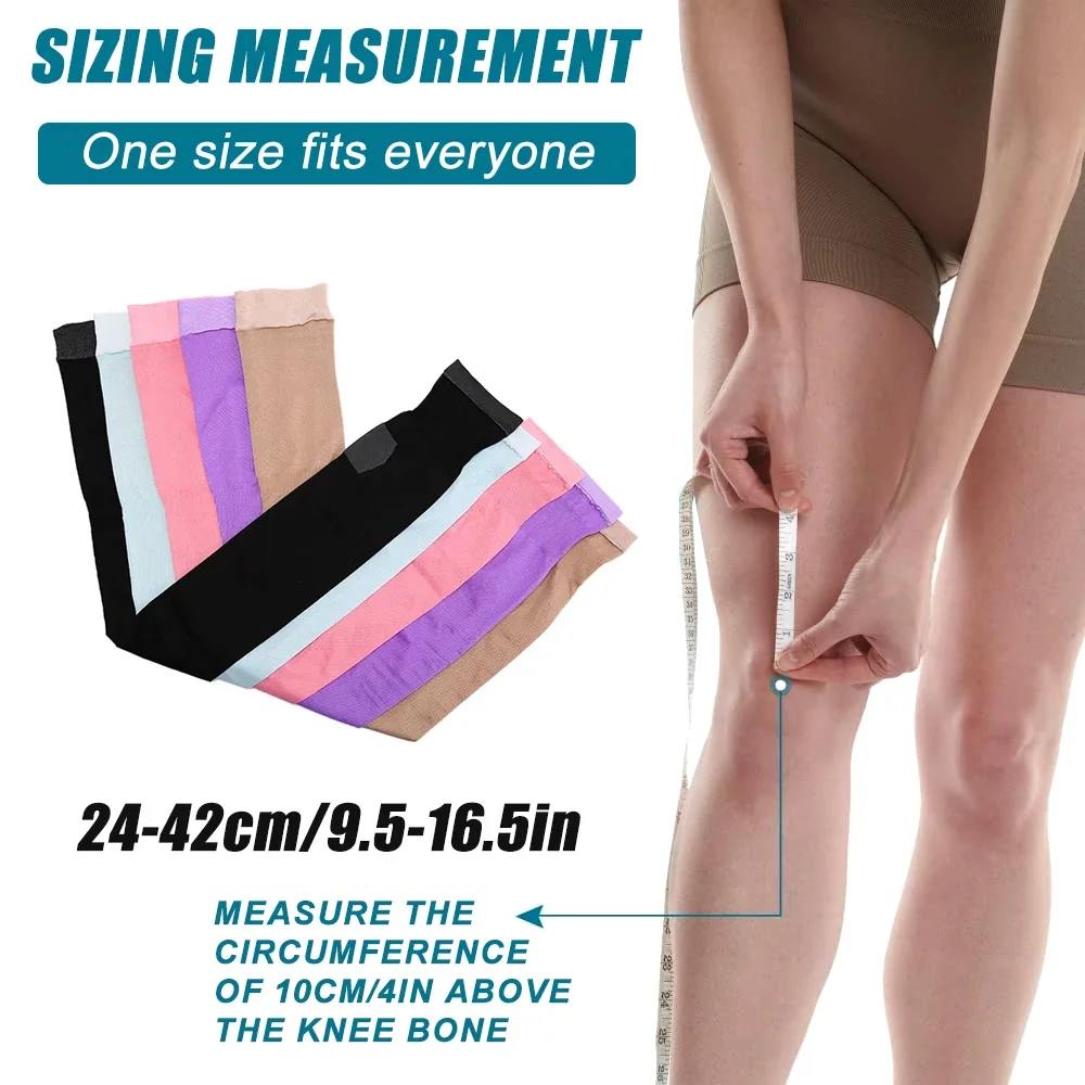 1Pair Support Open Toe Thigh High Compression Stockings for Men Women Sports Varicose Veins