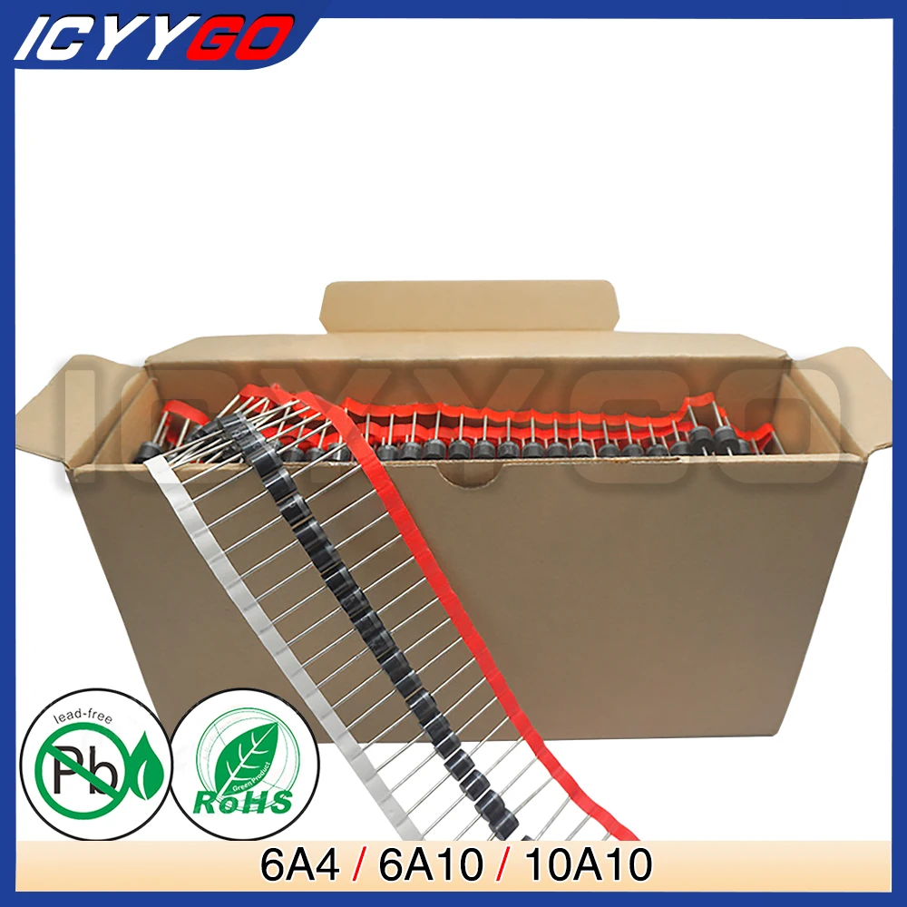 20 Pz Originale 10A10 6A4 R-6 6A10 Diodo Assiale Raddrizzatore 6A 10A 400 V 1000 V Silicon Dip Through Hole Diodi Elettronici Ad Alta Potenza