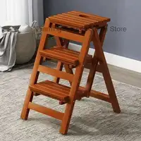 Solid Wood Foldable Step Stools Multi Functional Dual-use Simple Step Ladders for Home Folding Chair Stools Kitchen Furniture 4