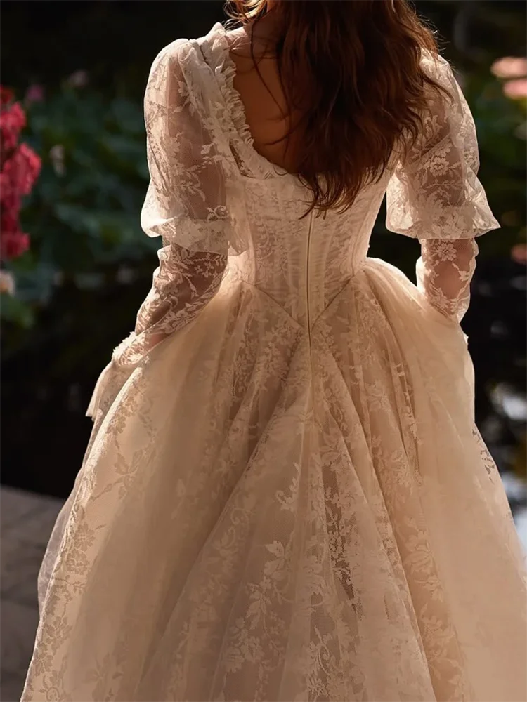 Elegant Off Shoulder Lace Appliquins Pleat A-Line Bride Wedding Dresses Bridal Gowns Customized