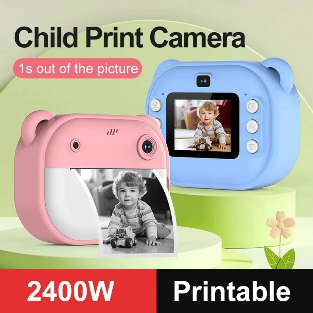 Children Kids Camera Instant Print Mini Digital Video Camera for Kids 1080P Screen Toy Print Thermal Paper +32G Memory Card digital camera