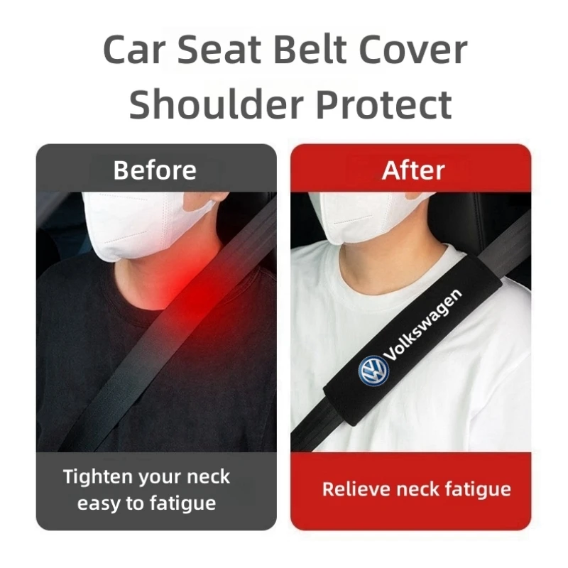 Car Seat Belt Cover Shoulder Carbon Fiber Protect Case 2Pcs For Volkswagen VW Golf Polo Tiguan Passat Touareg Magotan Touran seat belt covers car seat belt accessory
