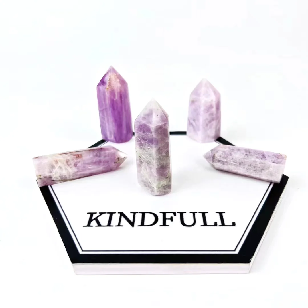 

7-9CM Natural Crystal Point Tower Kunzite Points Wand Oblisk Spiritual Healing Stones Semi Precious For Women's Day Gifts