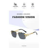 Fashion Rimless Square Double Bridge Sun Glasses Vintage Women Men Sunglasses UV400 - Image 5