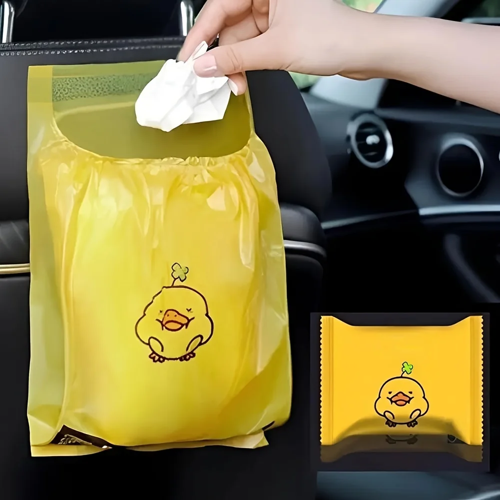 15pcs/pack Adhesive Car Trash Bag Disposable Car Interior Hanging Multi-Functional Clean Bag Small Plastic Garbage Bin