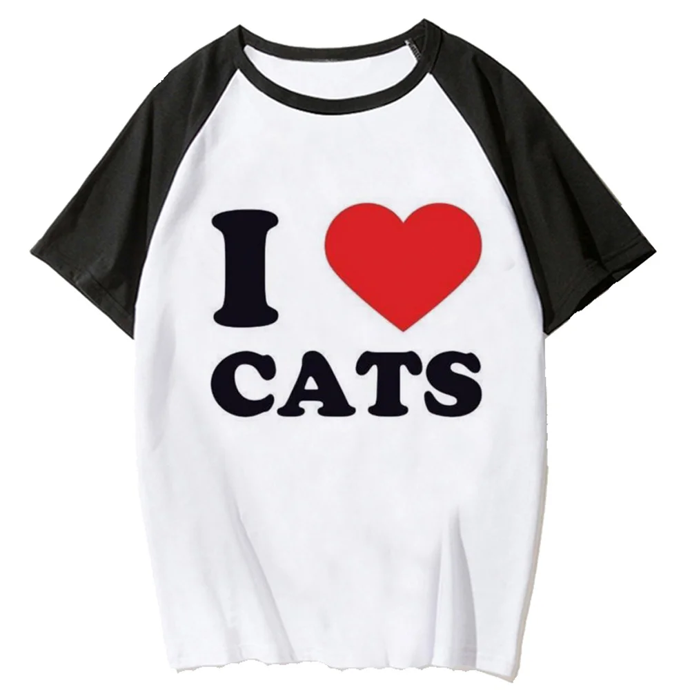 I Love Cats Tshirt Donna Y2K Comic Maglietta Giapponese Femminile Divertente Abbigliamento Anime