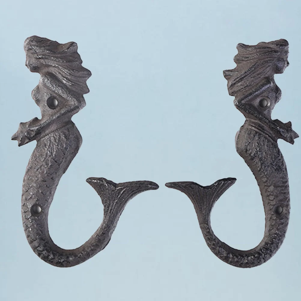 

Cast Iron Mermaid Decoration Hooks Wall Hanging Clothes Coat Hooks Cap Holder Wall Hanger For Bedroom Bathroom Organizer