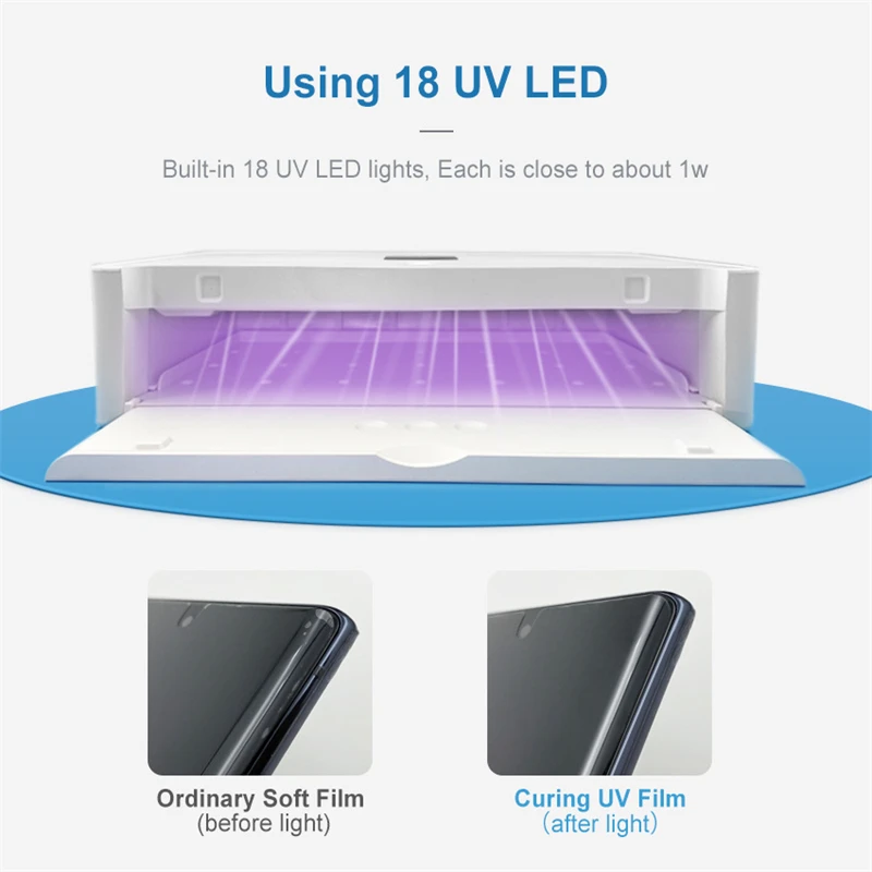 Vormir 25 PCs UV Glass Film Curved Cellphone Screen Protectors Flexible Hydrogel Front Sheet for Cutting Machine (With UV Lamp)