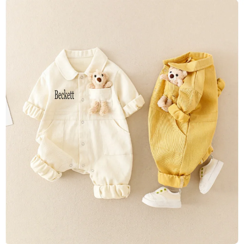 Baby One-piece Clothes with Name Boys Girls Jumpsuit Personalized Embroidery Name Baby Suit Newborn Infant Gift Playsuits