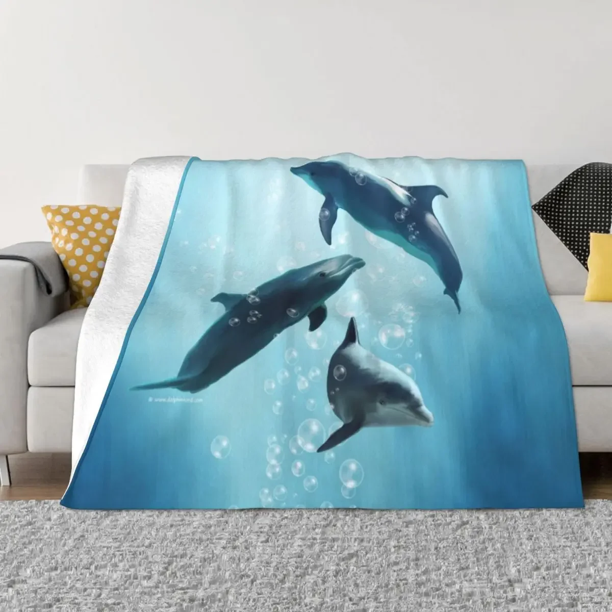

Dolphins in the Sea Throw Blanket Shaggy Decorative Throw Furry Blankets