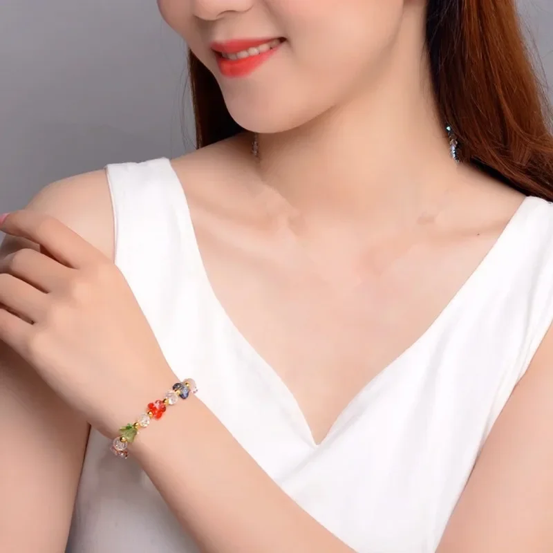 Women Butterfly Charm Crystal Stretch Beaded Bracelets Elastic Rope Temperament Bracelet