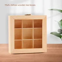 Wooden Tea Bag Jewelry Organizer Chest Storage Box 9 Compartments Tea Box Organizer Wood Sugar Packet Container 1
