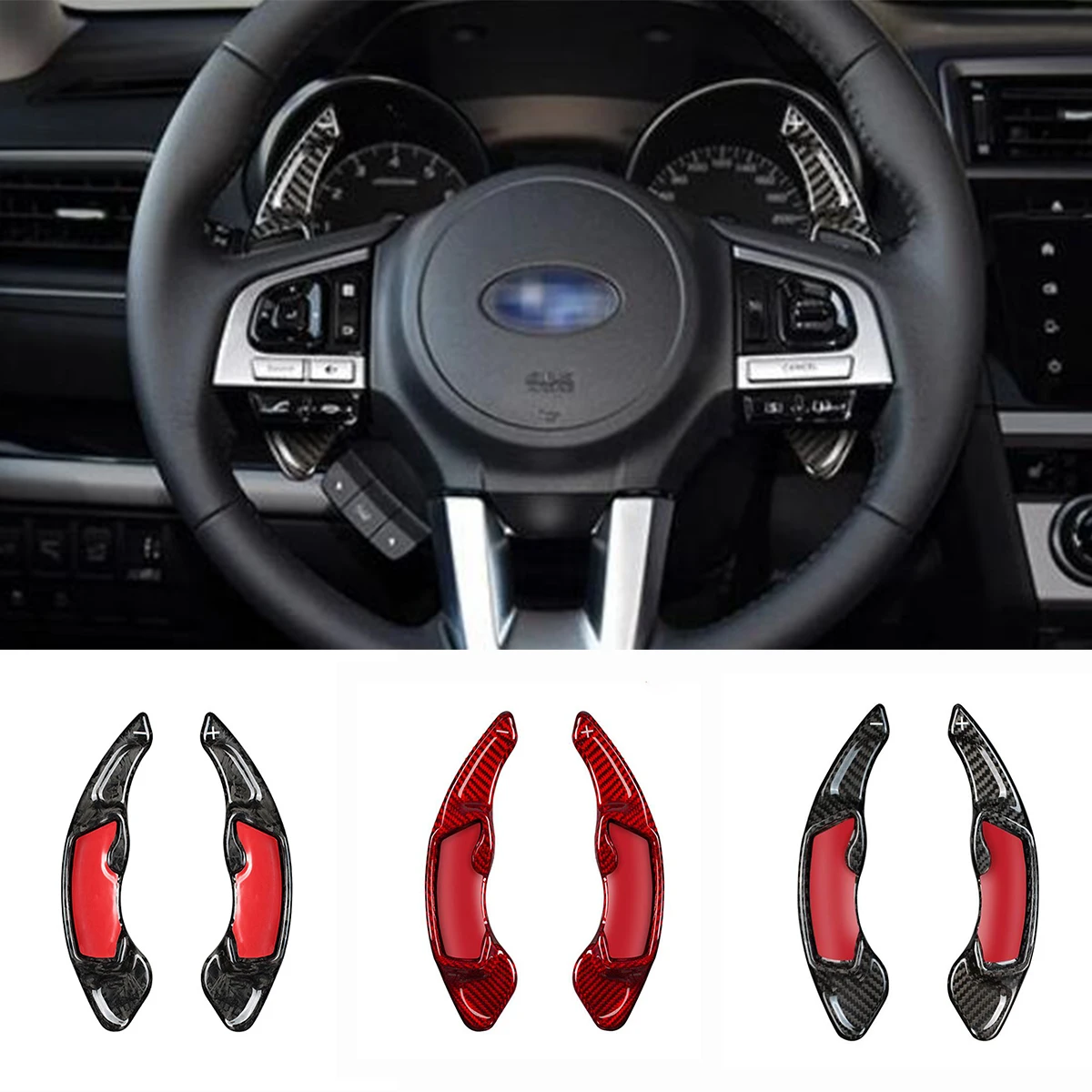 

1Pair Real Carbon Fiber Car Steering Wheel Shift Paddle For Subaru GT86 XV BRZ Forester Legacy Outback WRX