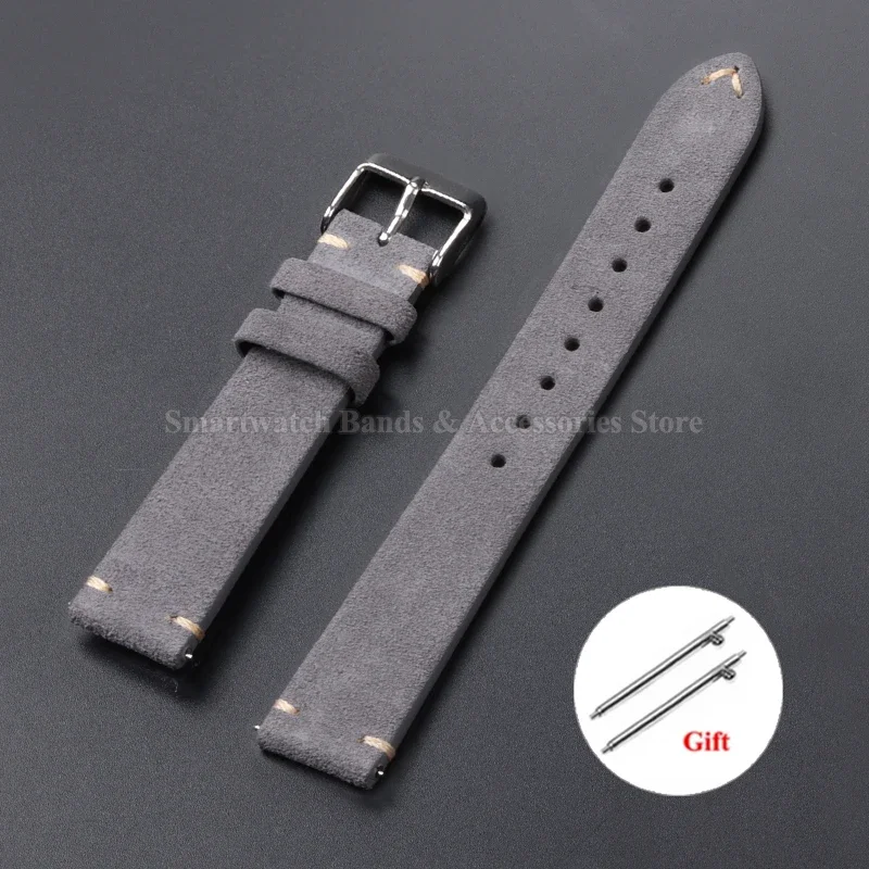 Vintage Suede Leather Quick Release Watch Strap - Handmade Bracelet in Multiple Sizes