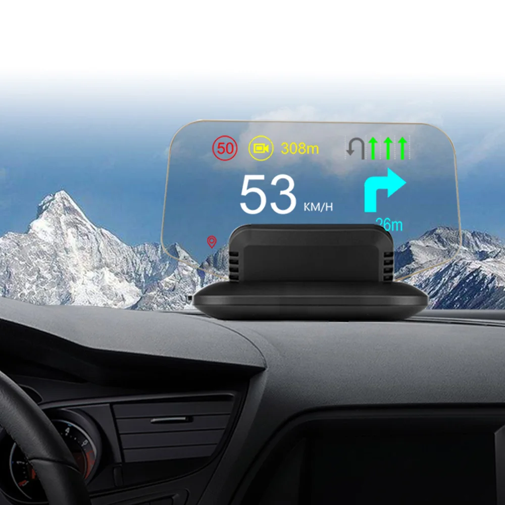 

Проекционный дисплей на лобовое стекло HUD C1 OBD2, спидометр для автомобилей, температура воды, превышение скорости