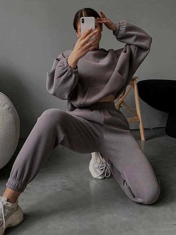 Fleece Hooded Top And Pants Set