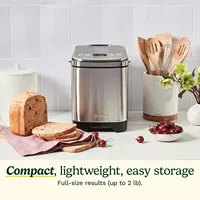 Bread Maker Machine, Compact and Automatic, Customizable Settings, Up to 2lb Loaves, CBK-110P1, Silver,Black 2