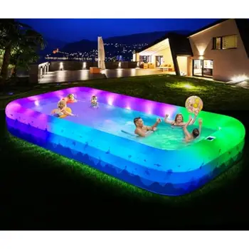 Extra-Large Inflatable Pool with LED Lights 1