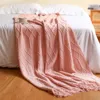 Nordic Knitted Tassels Fringe Pink Blankets Lightweight Throw Solid Blanket Cozy Farmhouse All Season Comfort For Wedding Gift 1
