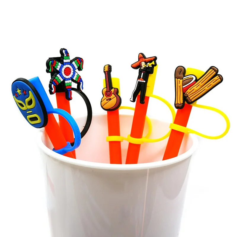 4 Pieces Silicone Straw Tips Cover Reusable Drinking Lids Anti-dust for 7-8  mm Straws (Not include Straw)
